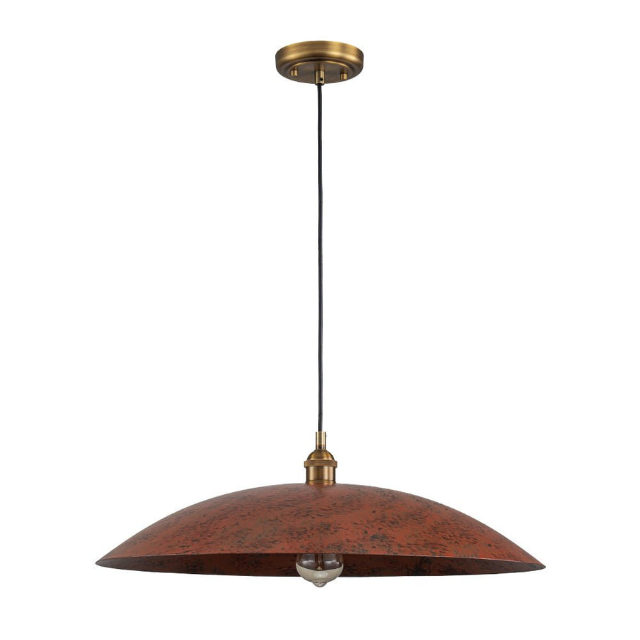 Farmhouze Light - Distressed Copper 1 - Light Oversized Iron Flat Dome Pendant - Chandelier - 23.6 in - 