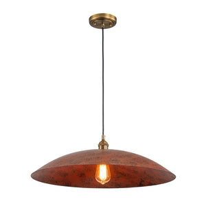 Farmhouze Light - Distressed Copper 1 - Light Oversized Iron Flat Dome Pendant - Chandelier - 23.6 in - 