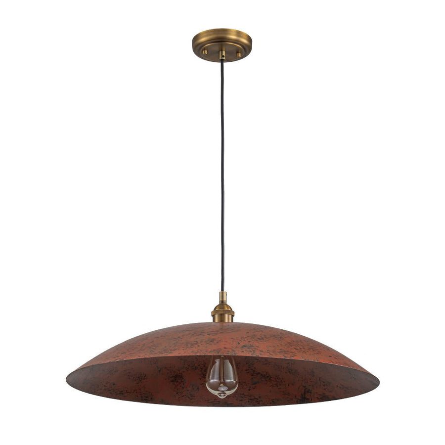 Farmhouze Light - Distressed Copper 1 - Light Oversized Iron Flat Dome Pendant - Chandelier - 23.6 in - 