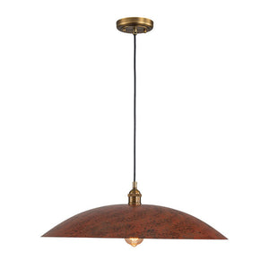 Farmhouze Light - Distressed Copper 1 - Light Oversized Iron Flat Dome Pendant - Chandelier - 23.6 in - 