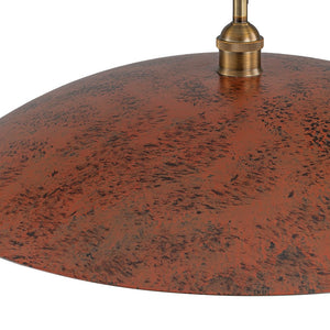 Farmhouze Light - Distressed Copper 1 - Light Oversized Iron Flat Dome Pendant - Chandelier - 23.6 in - 