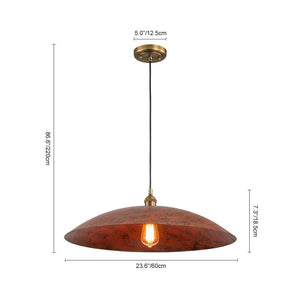 Farmhouze Light - Distressed Copper 1 - Light Oversized Iron Flat Dome Pendant - Chandelier - 23.6 in - 