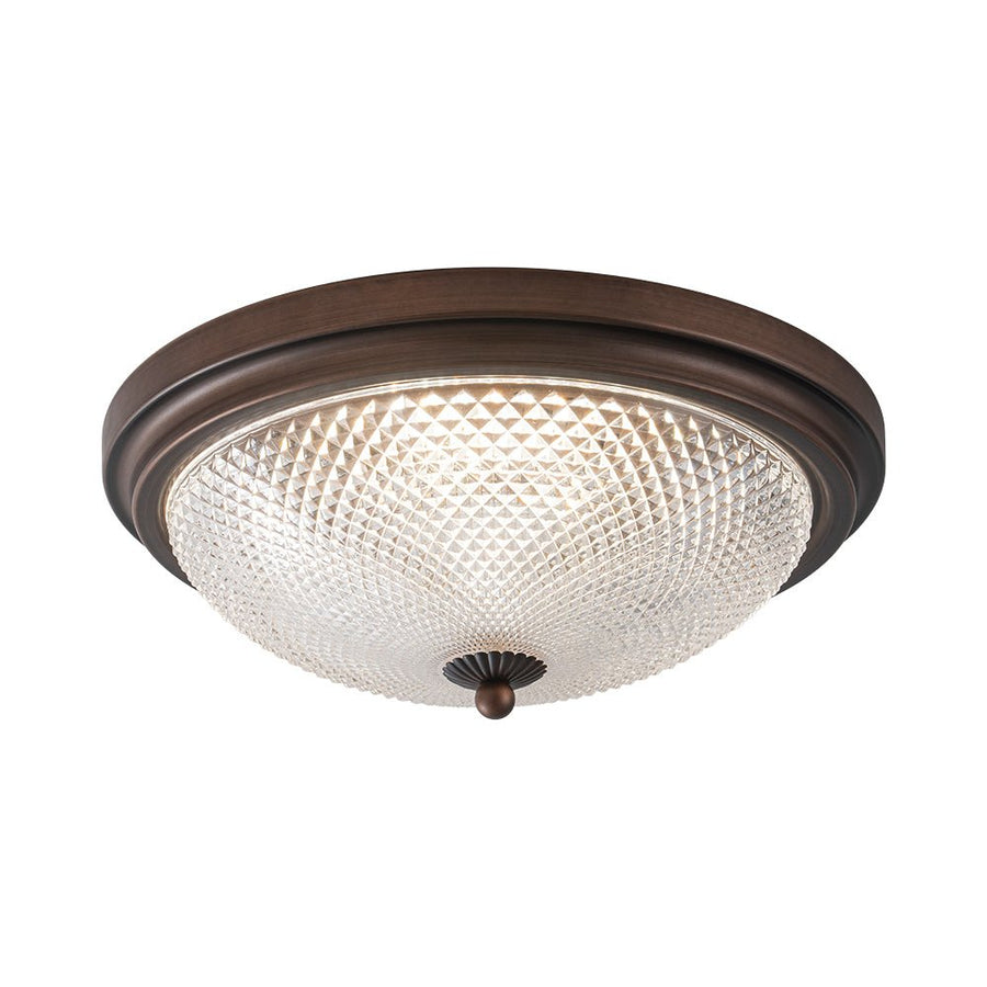 Farmhouze Light - Faceted Glass Dimmable LED Round Flush Mount Light - Ceiling Light - 13 in. - 