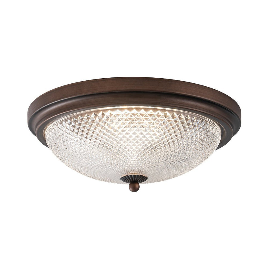 Farmhouze Light - Faceted Glass Dimmable LED Round Flush Mount Light - Ceiling Light - 13 in. - 