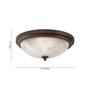 Farmhouze Light - Faceted Glass Dimmable LED Round Flush Mount Light - Ceiling Light - 13 in. - 