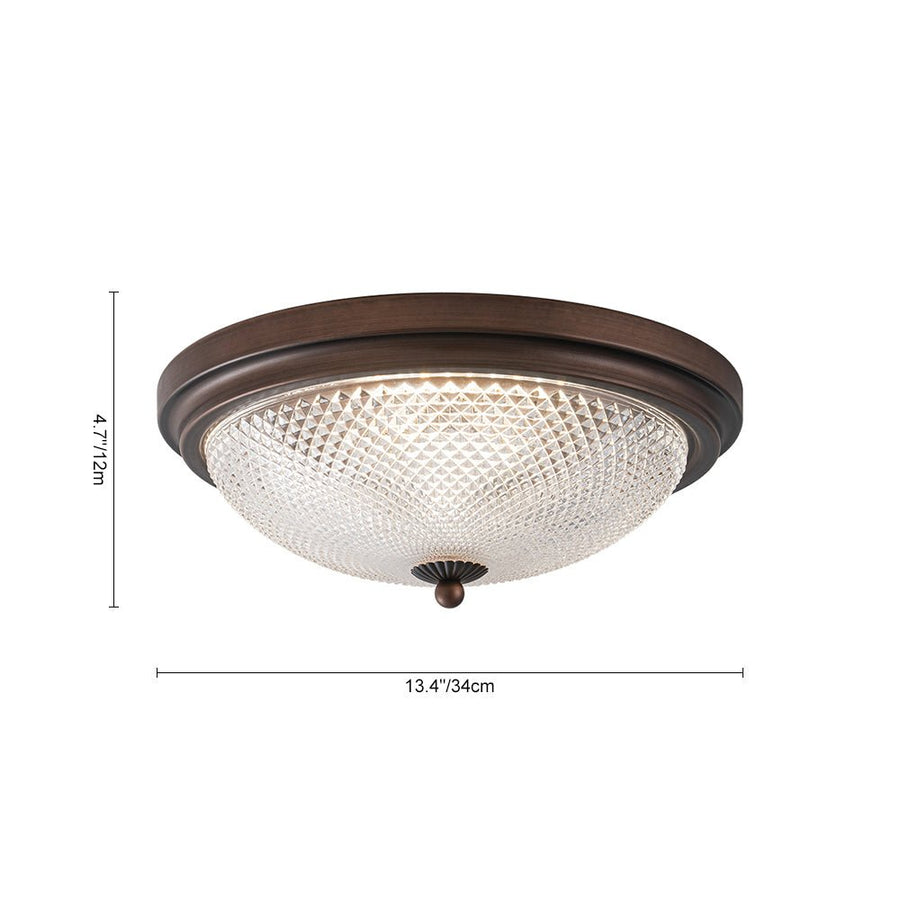 Farmhouze Light - Faceted Glass Dimmable LED Round Flush Mount Light - Ceiling Light - 13 in. - 