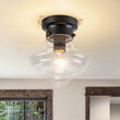 Load image into Gallery viewer, Farmhouze Light-Farmhouse 1-Light Black Layered Clear Glass Semi Flush Mount-Ceiling Light-Brass-
