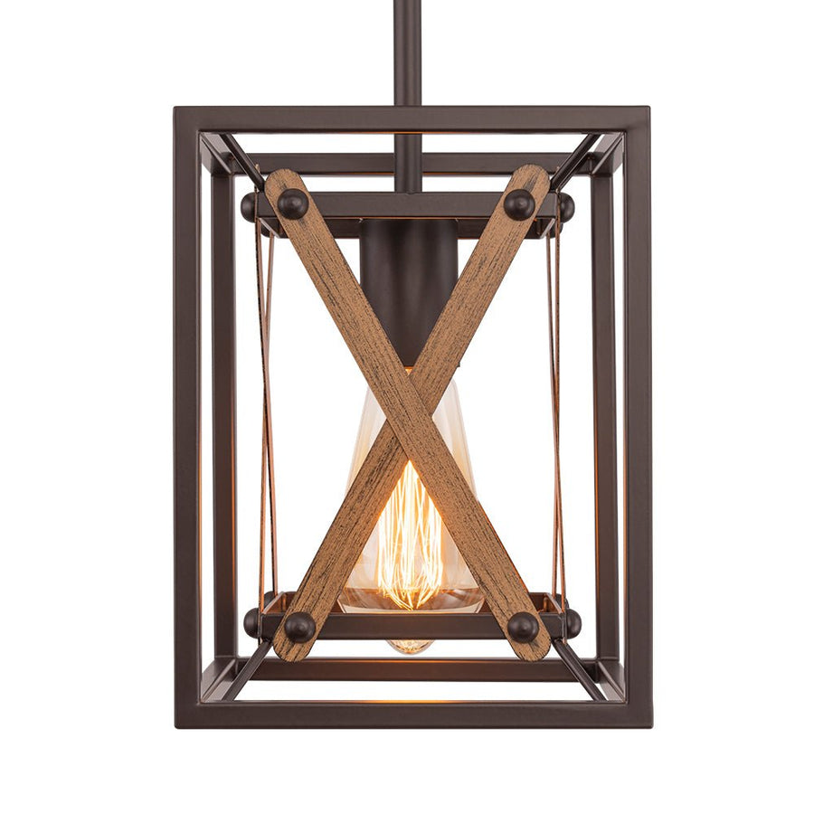 Farmhouze Light - Farmhouse 1 - Light Wood Grain Square Lantern Pendant Light - Pendant - 1 Light - 