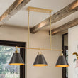 Load image into Gallery viewer, Farmhouze Light-Farmhouse 3-Light Black Gold Conical Kitchen Island Pendant-Chandelier-3 Bulbs-
