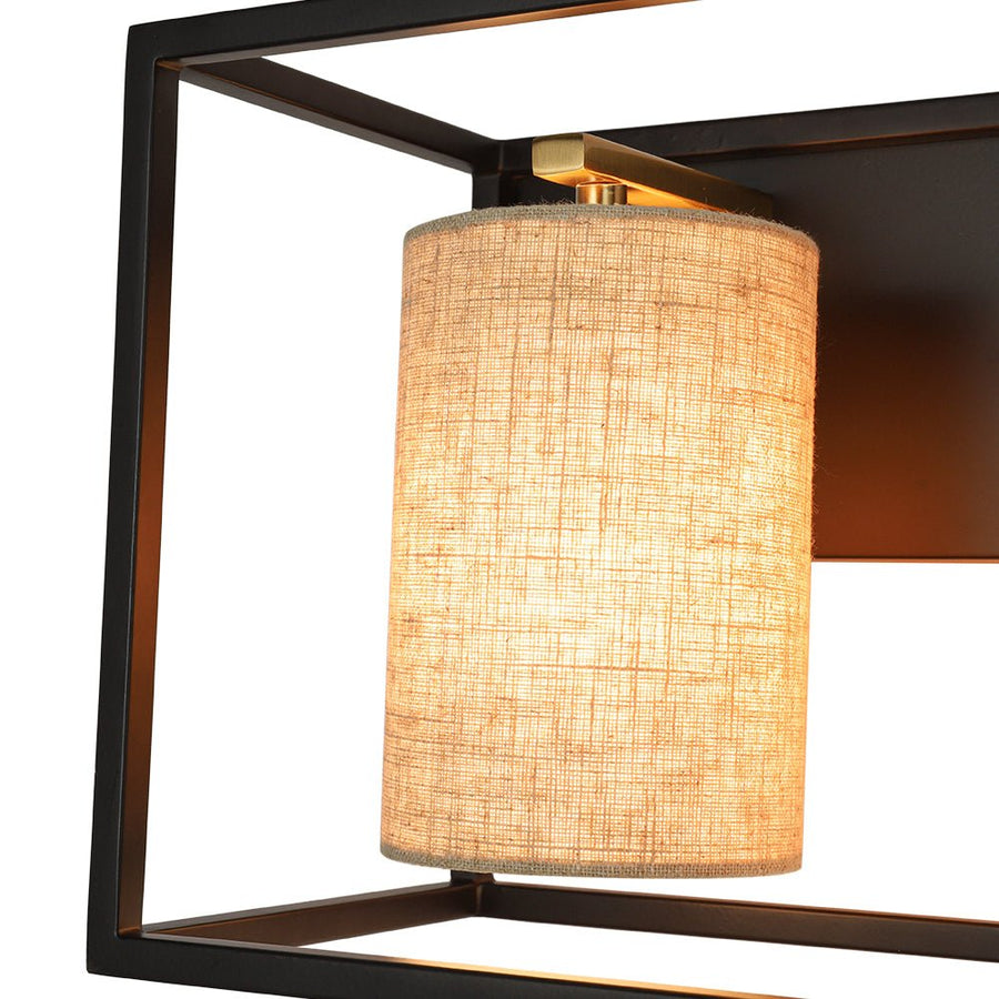Farmhouze Light - Farmhouse 3 - Light Cage Linen Vanity Wall Lamp - Chandelier - Black - 