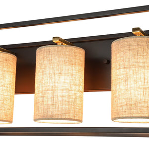 Farmhouze Light - Farmhouse 3 - Light Cage Linen Vanity Wall Lamp - Chandelier - Black - 