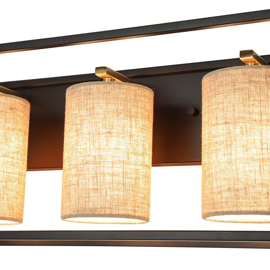 Farmhouze Light - Farmhouse 3 - Light Cage Linen Vanity Wall Lamp - Chandelier - Black - 