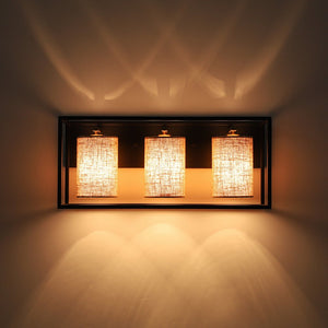 Farmhouze Light - Farmhouse 3 - Light Cage Linen Vanity Wall Lamp - Chandelier - Black - 