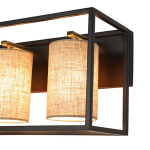 Farmhouze Light - Farmhouse 3 - Light Cage Linen Vanity Wall Lamp - Chandelier - Black - 