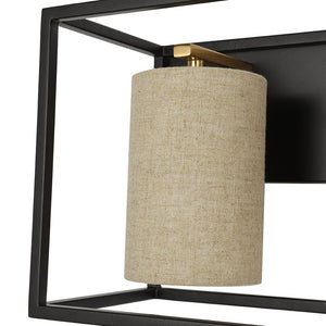 Farmhouze Light - Farmhouse 3 - Light Cage Linen Vanity Wall Lamp - Chandelier - Black - 