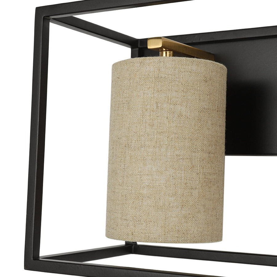 Farmhouze Light - Farmhouse 3 - Light Cage Linen Vanity Wall Lamp - Chandelier - Black - 