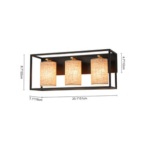 Farmhouze Light - Farmhouse 3 - Light Cage Linen Vanity Wall Lamp - Chandelier - Black - 