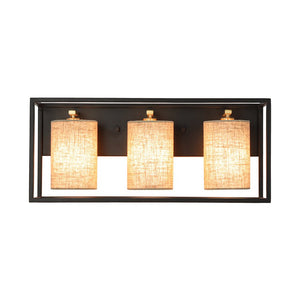 Farmhouze Light - Farmhouse 3 - Light Cage Linen Vanity Wall Lamp - Chandelier - Black - 