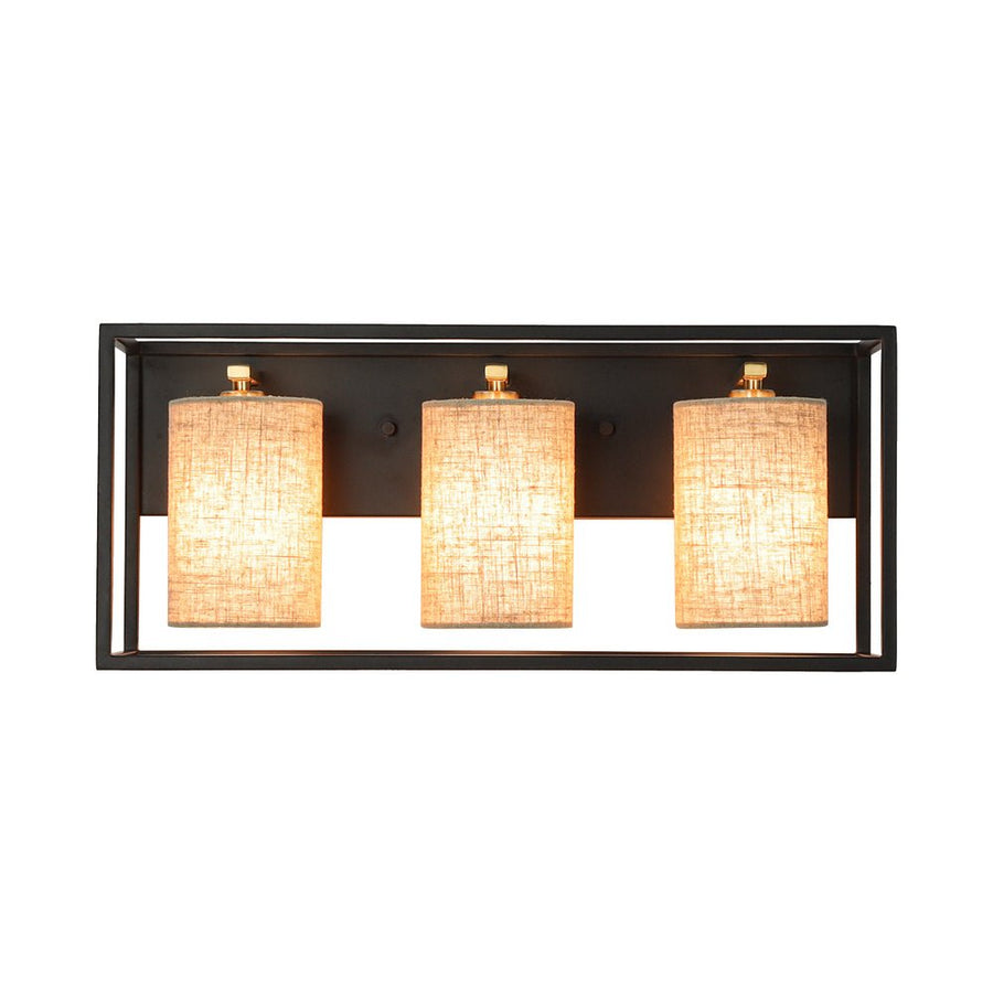 Farmhouze Light - Farmhouse 3 - Light Cage Linen Vanity Wall Lamp - Chandelier - Black - 