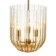Load image into Gallery viewer, Farmhouze Light - Farmhouse 3 - Light Striped Glass Bell Cage Ceiling Light - Pendant - Amber Glass + Brass Finish - 
