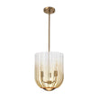Load image into Gallery viewer, Farmhouze Light - Farmhouse 3 - Light Striped Glass Bell Cage Ceiling Light - Pendant - Amber Glass + Brass Finish - 
