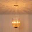 Load image into Gallery viewer, Farmhouze Light - Farmhouse 3 - Light Striped Glass Bell Cage Ceiling Light - Pendant - Amber Glass + Brass Finish - 
