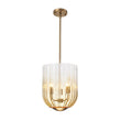 Load image into Gallery viewer, Farmhouze Light - Farmhouse 3 - Light Striped Glass Bell Cage Ceiling Light - Pendant - Amber Glass + Brass Finish - 
