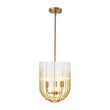 Load image into Gallery viewer, Farmhouze Light - Farmhouse 3 - Light Striped Glass Bell Cage Ceiling Light - Pendant - Amber Glass + Brass Finish - 
