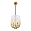 Load image into Gallery viewer, Farmhouze Light - Farmhouse 3 - Light Striped Glass Bell Cage Ceiling Light - Pendant - Amber Glass + Brass Finish - 
