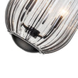 Load image into Gallery viewer, Farmhouze Light - Farmhouse 3 - Light Striped Glass Bell Cage Ceiling Light - Pendant - Smoked Glass + Black Finish - 
