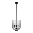 Load image into Gallery viewer, Farmhouze Light - Farmhouse 3 - Light Striped Glass Bell Cage Ceiling Light - Pendant - Smoked Glass + Black Finish - 
