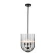 Load image into Gallery viewer, Farmhouze Light - Farmhouse 3 - Light Striped Glass Bell Cage Ceiling Light - Pendant - Smoked Glass + Black Finish - 
