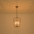 Load image into Gallery viewer, Farmhouze Light-Farmhouse 4-Light Vintage Aged Brass Metal Square Cage Pendant-Ceiling Light-Brass-
