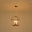 Load image into Gallery viewer, Farmhouze Light-Farmhouse 4-Light Vintage Aged Brass Metal Square Cage Pendant-Ceiling Light-Brass-
