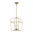 Load image into Gallery viewer, Farmhouze Light-Farmhouse 4-Light Vintage Aged Brass Metal Square Cage Pendant-Ceiling Light-Brass-
