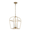 Load image into Gallery viewer, Farmhouze Light-Farmhouse 4-Light Vintage Aged Brass Metal Square Cage Pendant-Ceiling Light-Brass-

