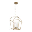 Load image into Gallery viewer, Farmhouze Light-Farmhouse 4-Light Vintage Aged Brass Metal Square Cage Pendant-Ceiling Light-Brass-
