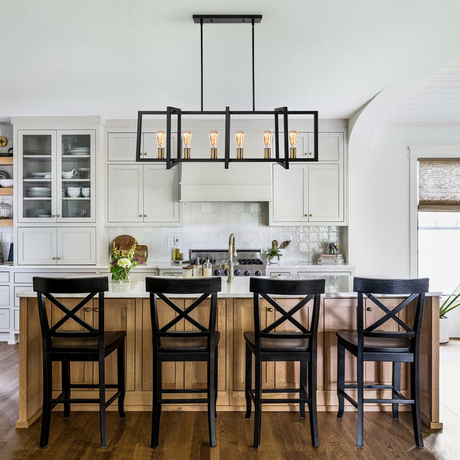 Farmhouze Light - Farmhouse 6 - Light Rectangle Kitchen Island Linear Chandelier - Chandelier - Black - 