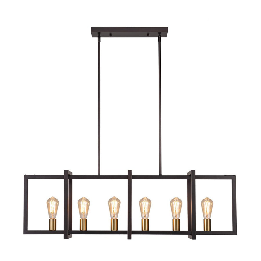 Farmhouze Light - Farmhouse 6 - Light Rectangle Kitchen Island Linear Chandelier - Chandelier - Black - 