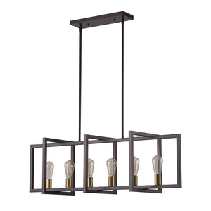 Farmhouze Light - Farmhouse 6 - Light Rectangle Kitchen Island Linear Chandelier - Chandelier - Black - 