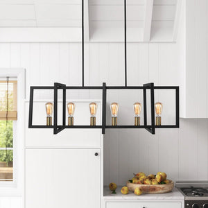 Farmhouze Light - Farmhouse 6 - Light Rectangle Kitchen Island Linear Chandelier - Chandelier - Black - 