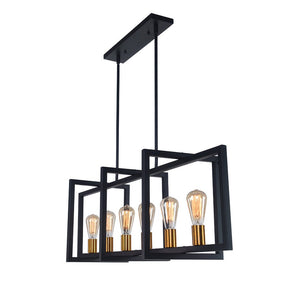 Farmhouze Light - Farmhouse 6 - Light Rectangle Kitchen Island Linear Chandelier - Chandelier - Black - 