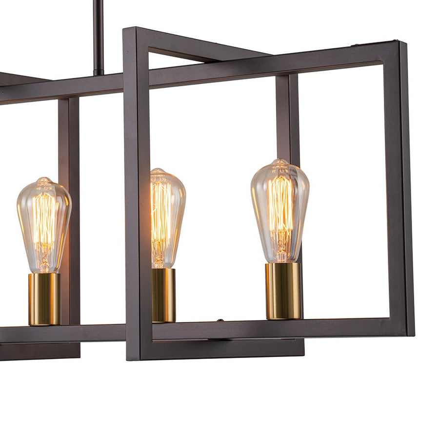 NIUYAO 5-Light Guitar Shade Bronze Linear Island Pendant Light - Farmhouse Retro Chandelier For Kitchen, Bar (35.5")