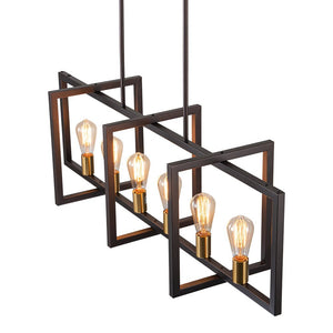 Farmhouze Light - Farmhouse 6 - Light Rectangle Kitchen Island Linear Chandelier - Chandelier - Black - 