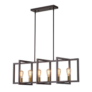 Farmhouze Light - Farmhouse 6 - Light Rectangle Kitchen Island Linear Chandelier - Chandelier - Black - 