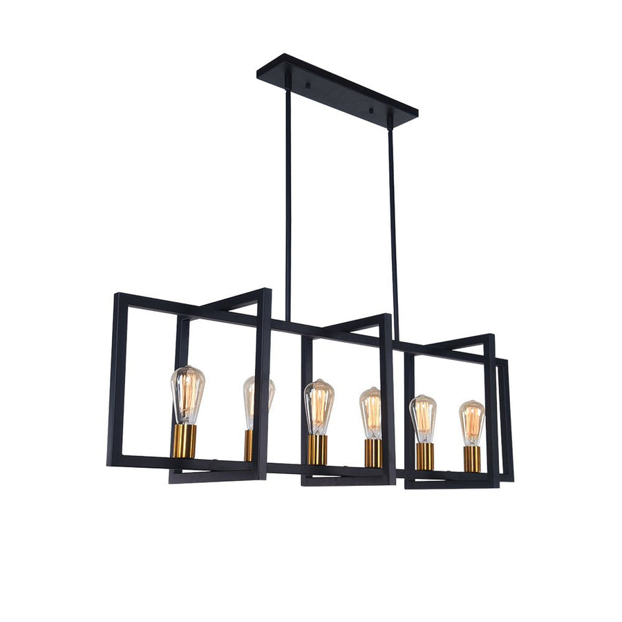 Farmhouze Light - Farmhouse 6 - Light Rectangle Kitchen Island Linear Chandelier - Chandelier - Black - 