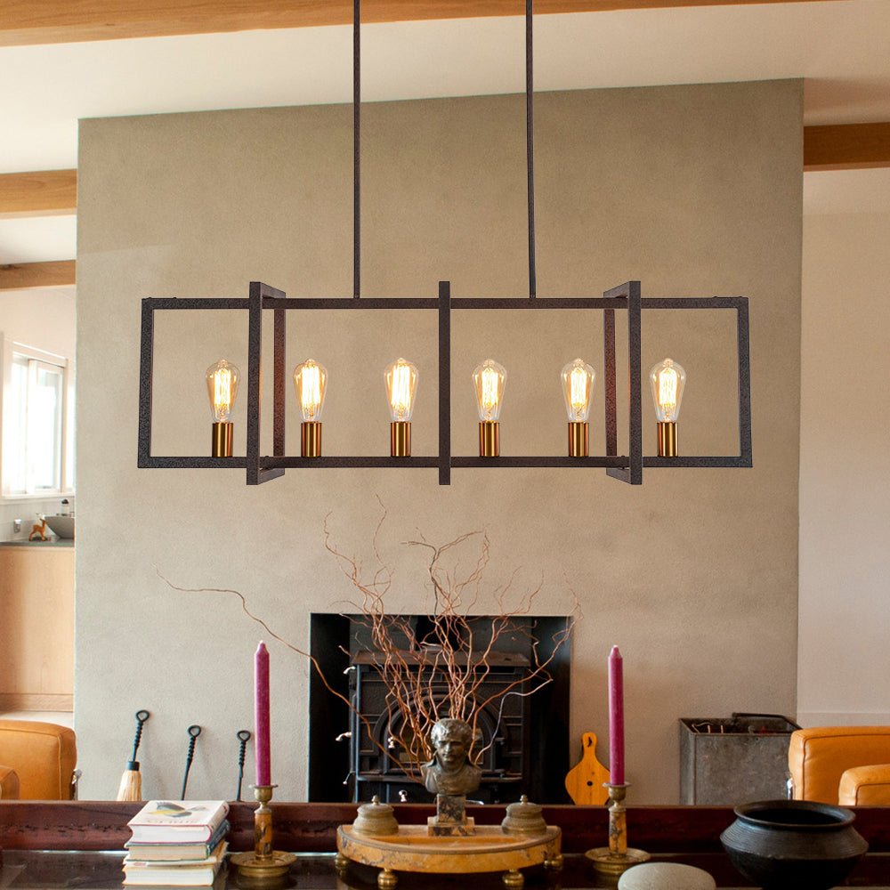 Farmhouse Rectangle Kitchen Island Linear Chandelier | Farmhouze Light