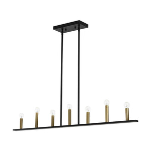 Farmhouze Light - Farmhouse 7 - Light Linear Candle Kitchen Island Pendant - Chandelier - 7 Bulbs - 