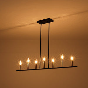 Farmhouze Light - Farmhouse 7 - Light Linear Candle Kitchen Island Pendant - Chandelier - 7 Bulbs - 