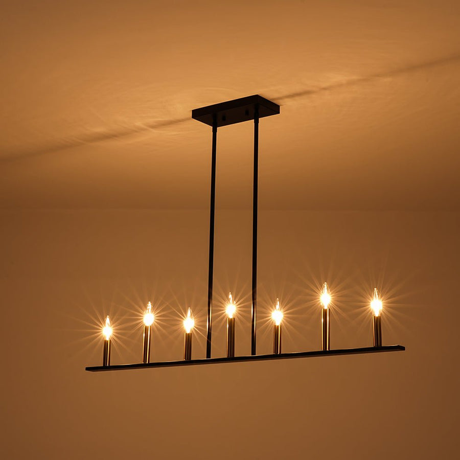 Farmhouze Light - Farmhouse 7 - Light Linear Candle Kitchen Island Pendant - Chandelier - 7 Bulbs - 